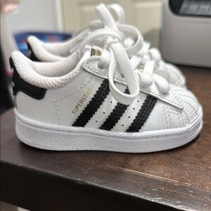 Adidas White and Black Superstar Sneakers Iconic Design